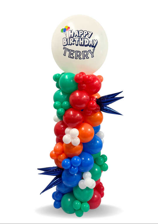 Birthday Balloon Column Custom 6.5ft tall