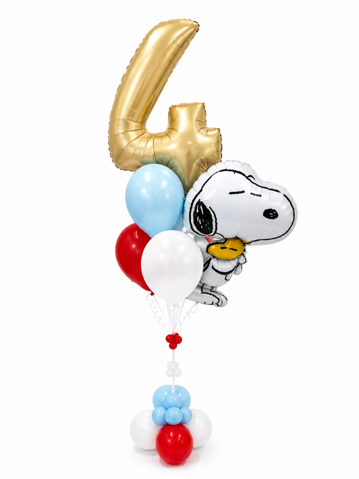 Snoopy_Number_Balloon_bouquet_with_bubble_cluster