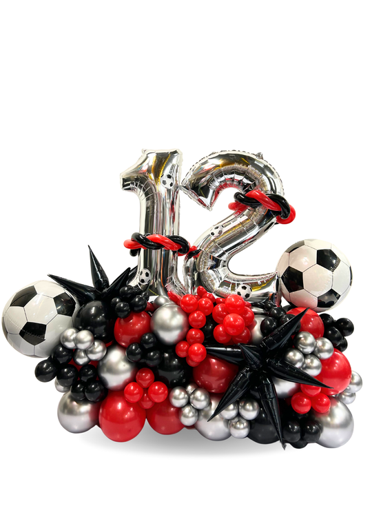 Soccer Theme Two Number on Air-filled balloon stand