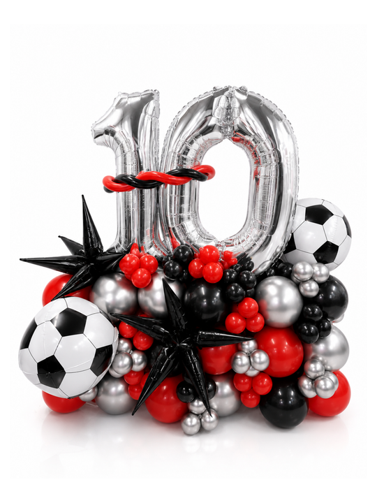 Soccer Theme Two Number on Air-filled balloon stand