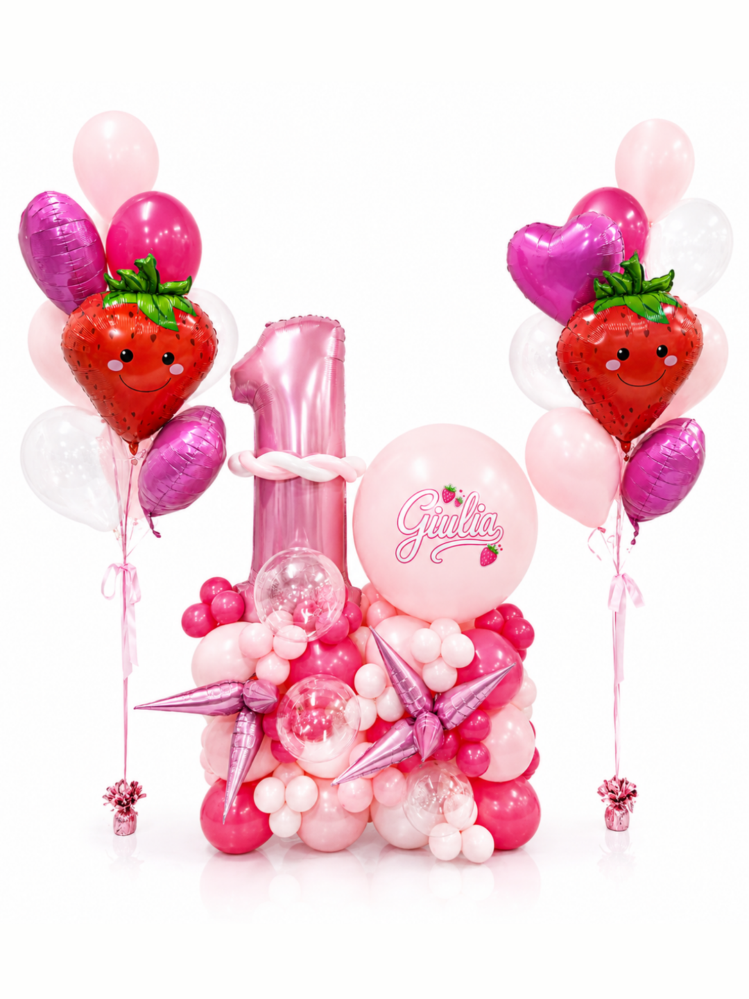 Strawberry Custom Number balloon stand package with number balloon bouquet