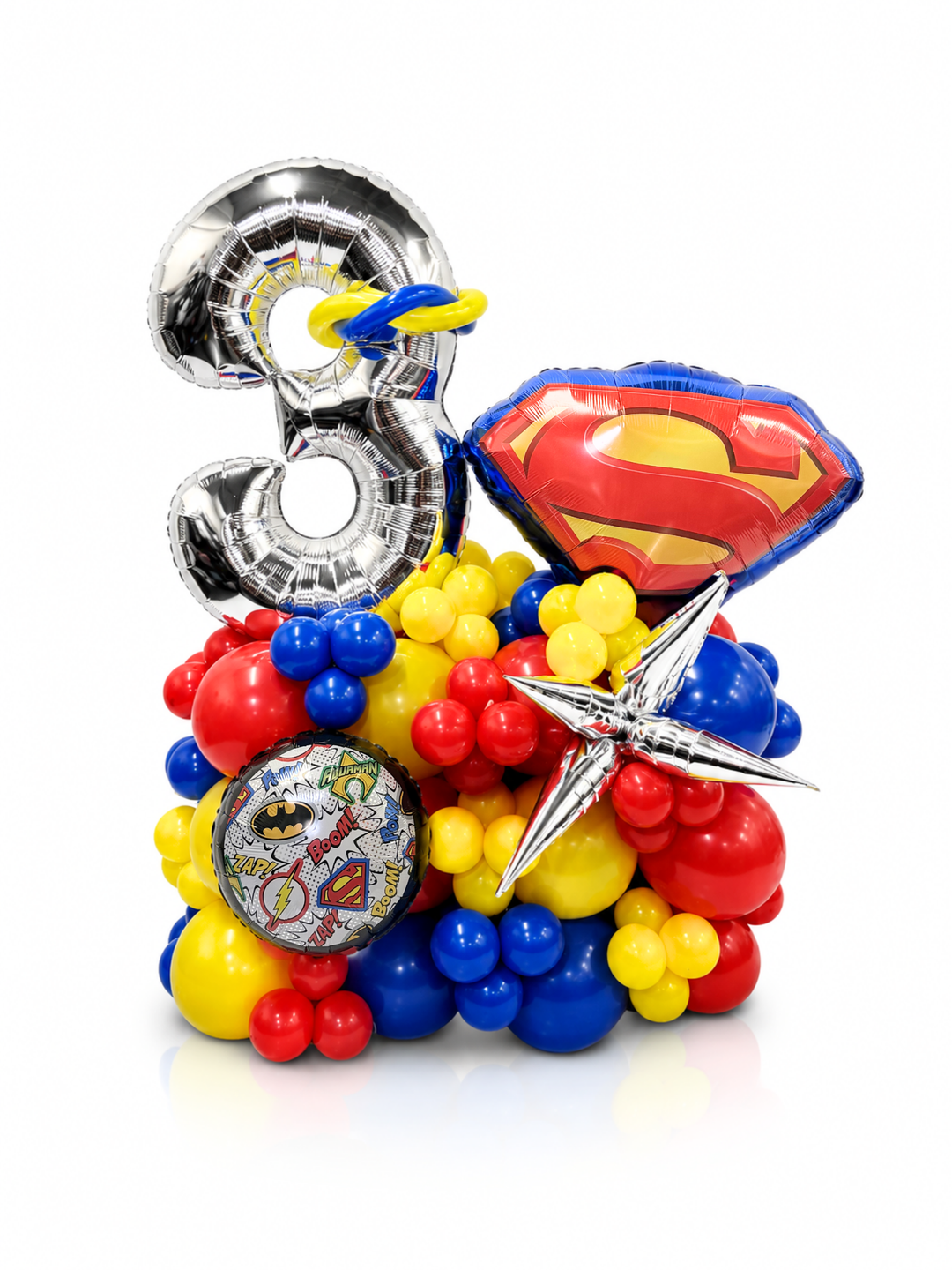 Superman theme balloon stand with number