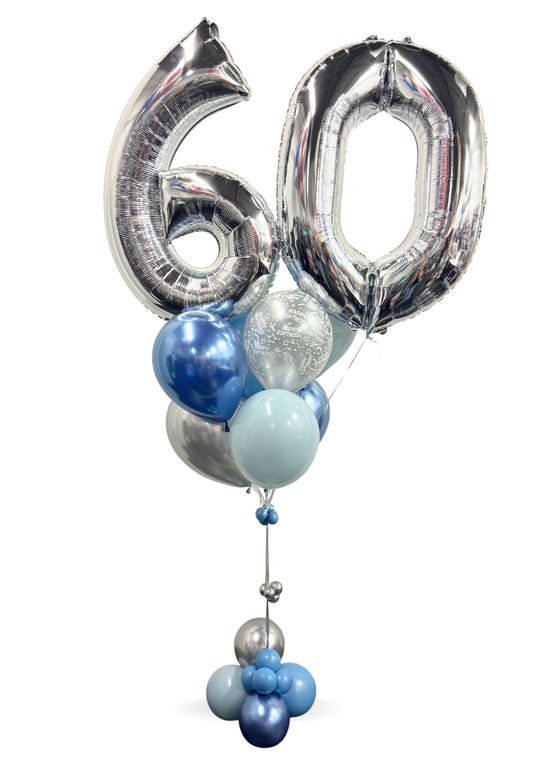Two Number Balloon bouquet with bubble cluster (qty 1)