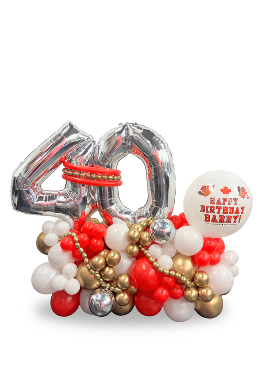 Two Number on Air-filled balloon stand (optional custom message)