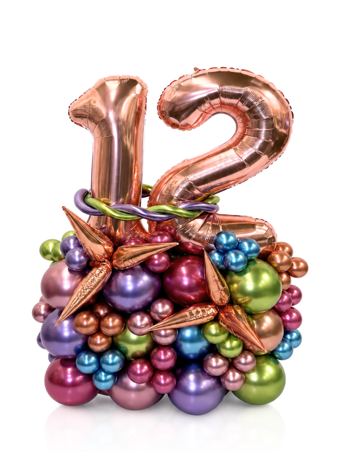 Two Number on Air-filled balloon stand (optional custom message)