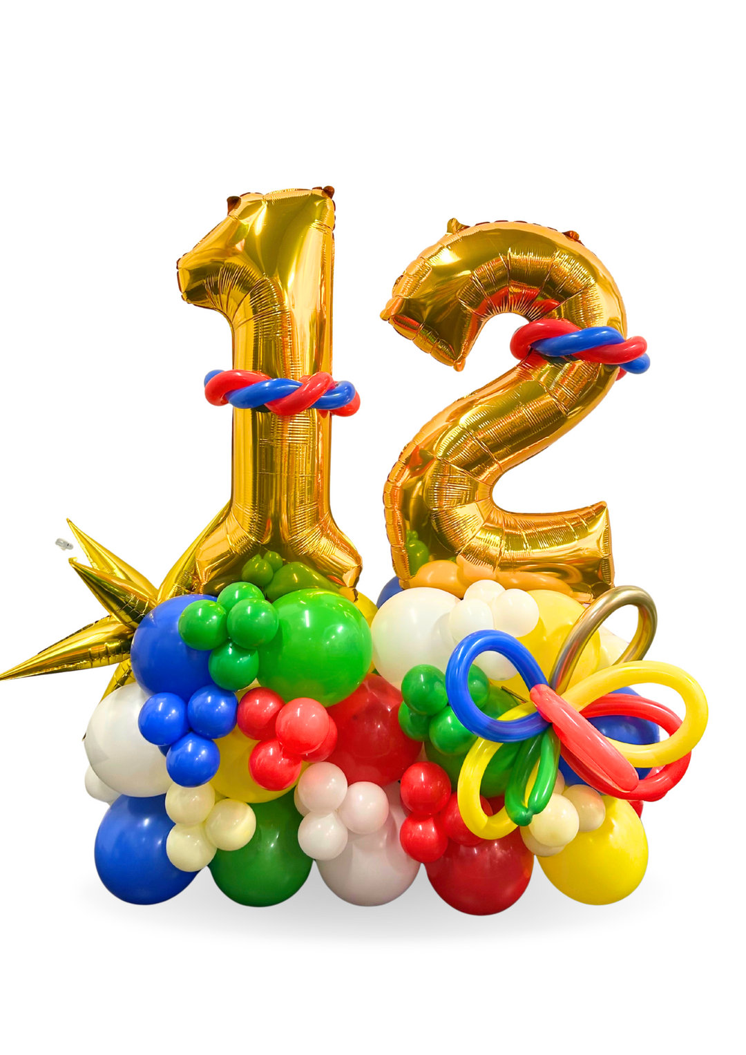 Two Number on Air-filled balloon stand (optional custom message)