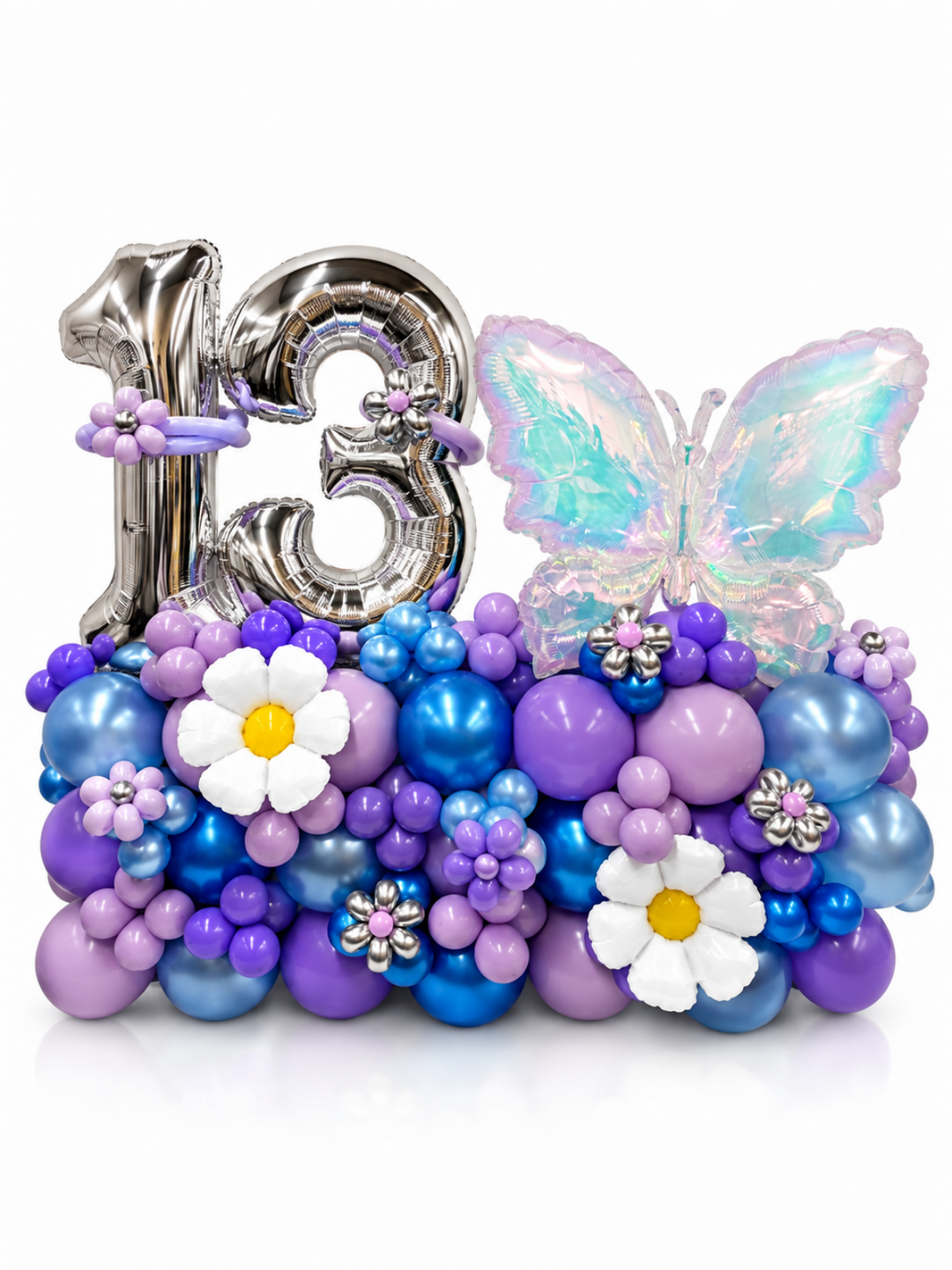 Two Numer Butterfly Balloon Birthday Cluster Stand