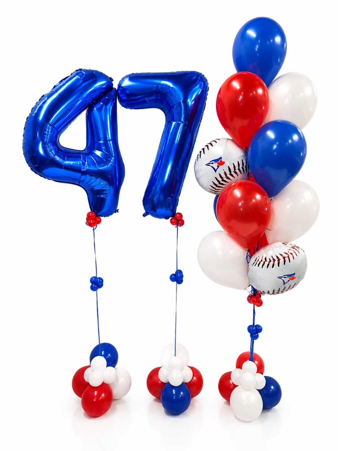 Two number Blue Jays Balloon Bouquet with numbers