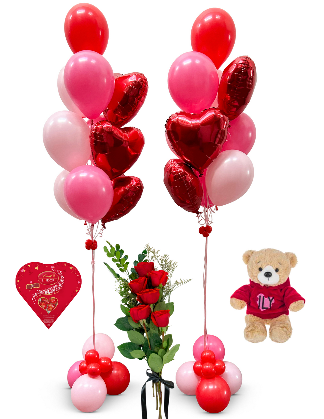 (INCLUDES 6 ROSES) VIP Valentine's Day Package - 2 Jumbo Valentine's Day Bouquets with a Teddy Bear and chocolates