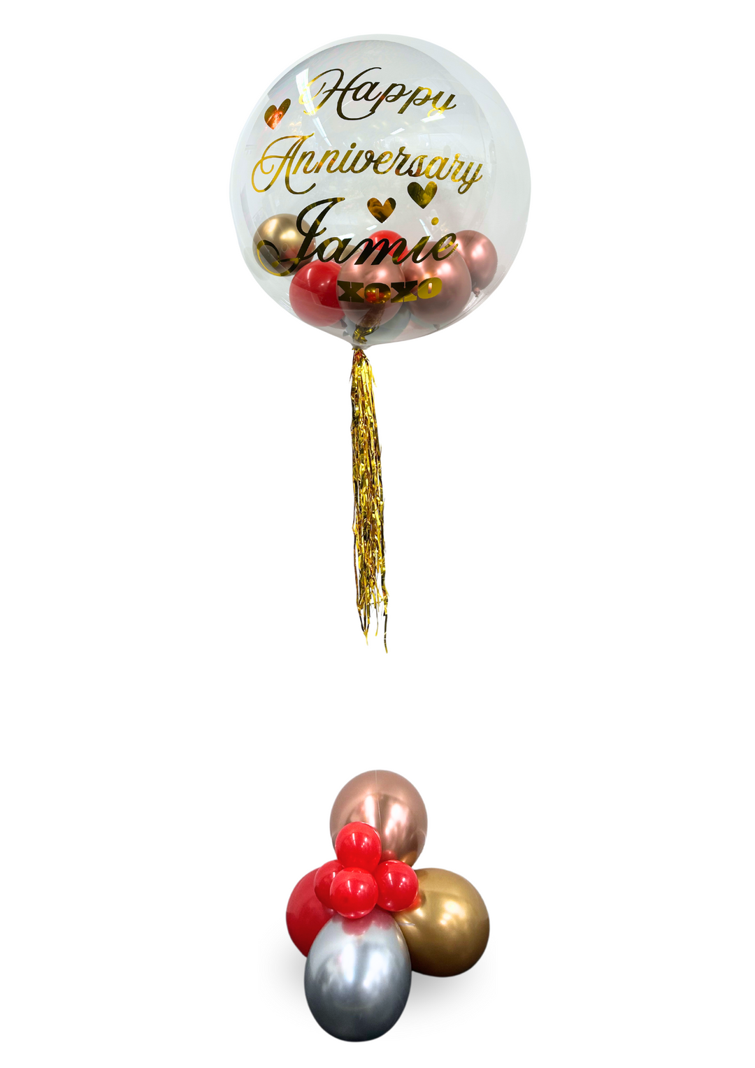 Bubble Clear custom message 24" Balloons w/mini balloons (include bubble weight)