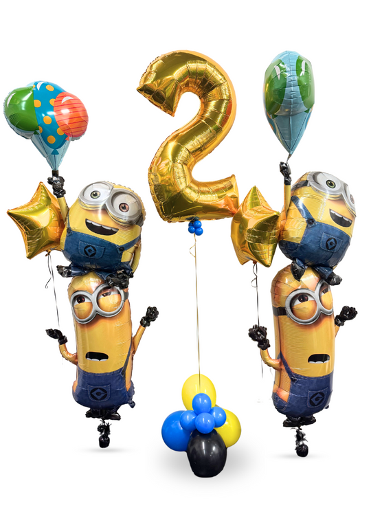 Minions holding balloons