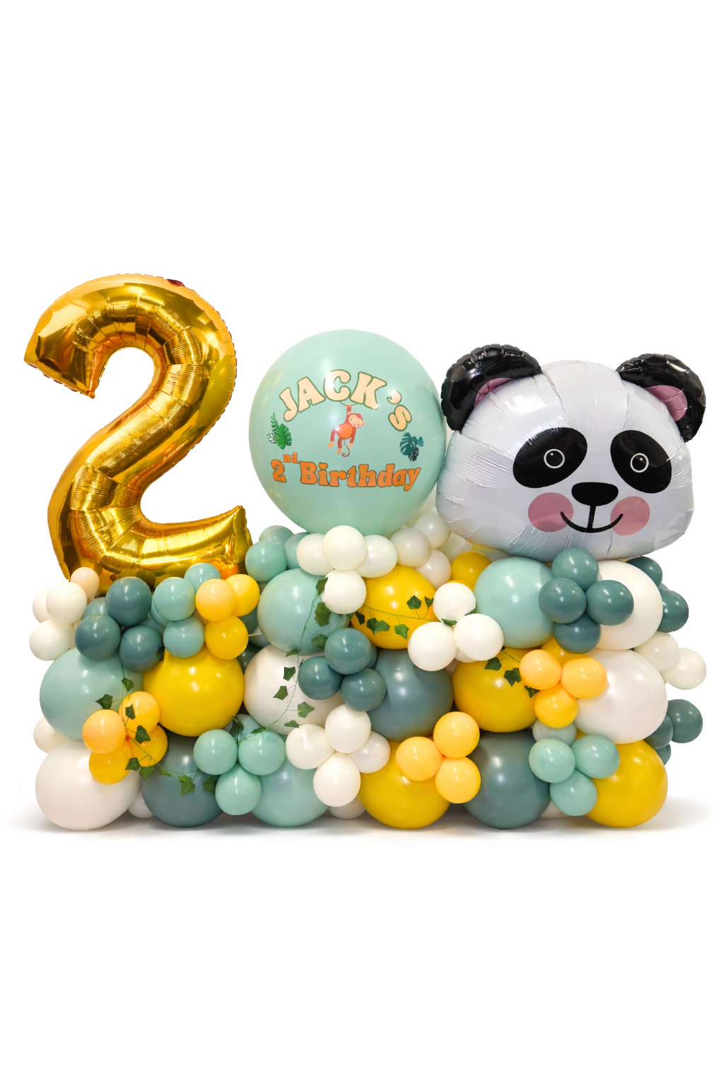 Wild_TWO_balloon_package_with_custom_message_balloon_and_PANDA