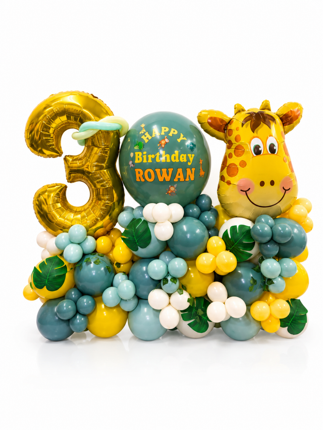 Wild_Three_balloon_package_with_custom_message_balloon_and_Giraffe