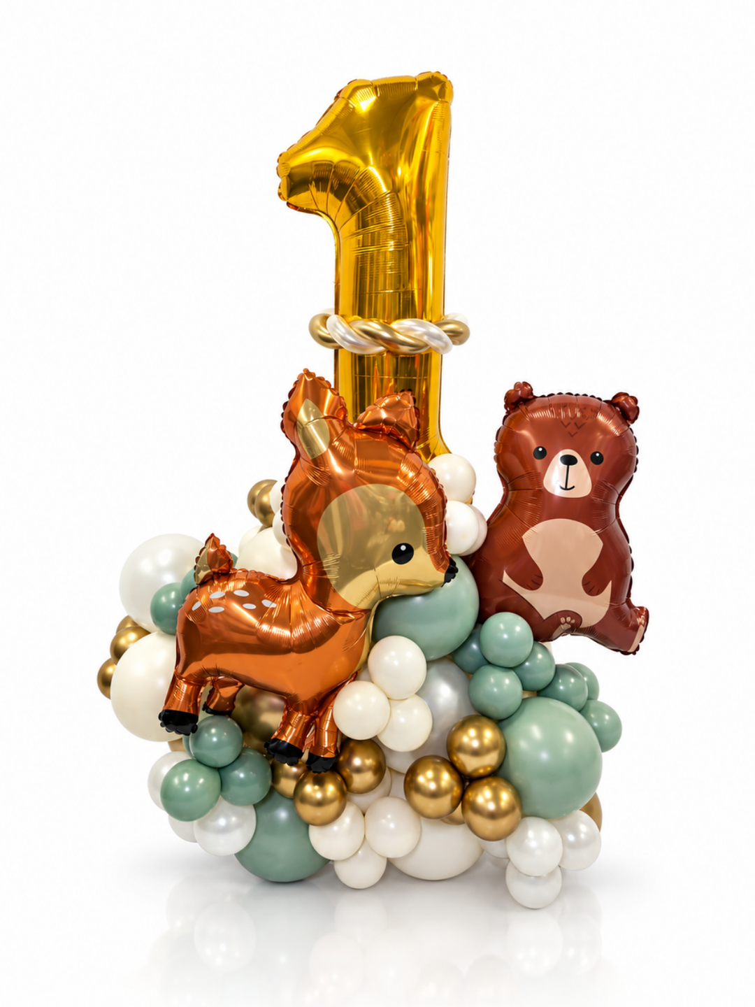 Woodland animal birthday ballon cluster stand Deer and Bear