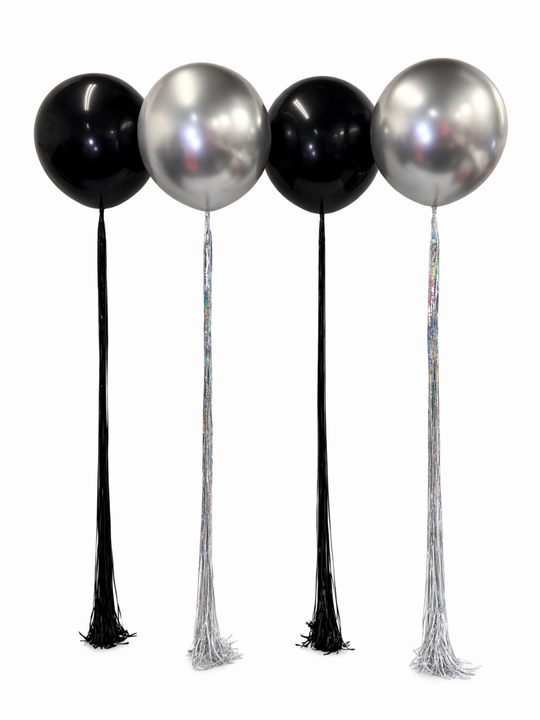36" helium tinsel tail latex balloon (individually priced)