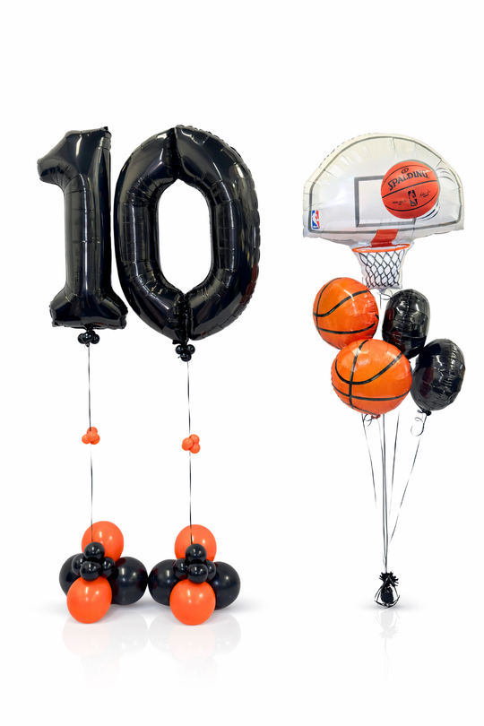 Basketball Birthday package with number balloons
