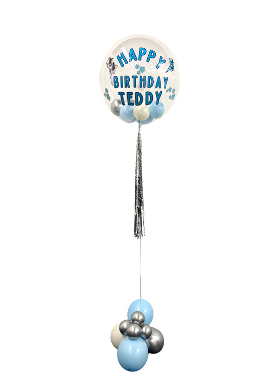 Bubble Clear custom message 24" Balloons w/mini balloons (include bubble weight)