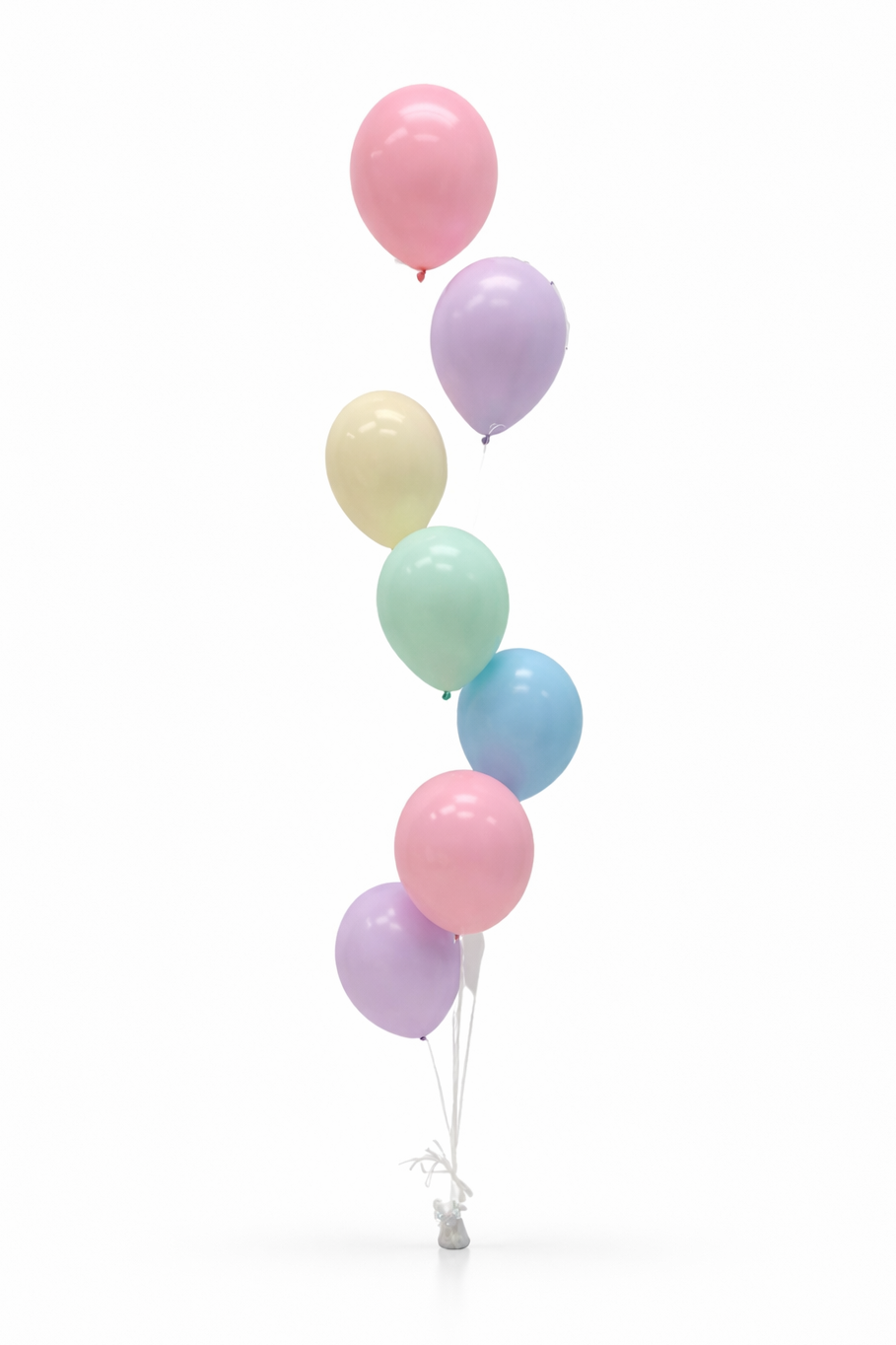 Pastel-colored balloons on a white background