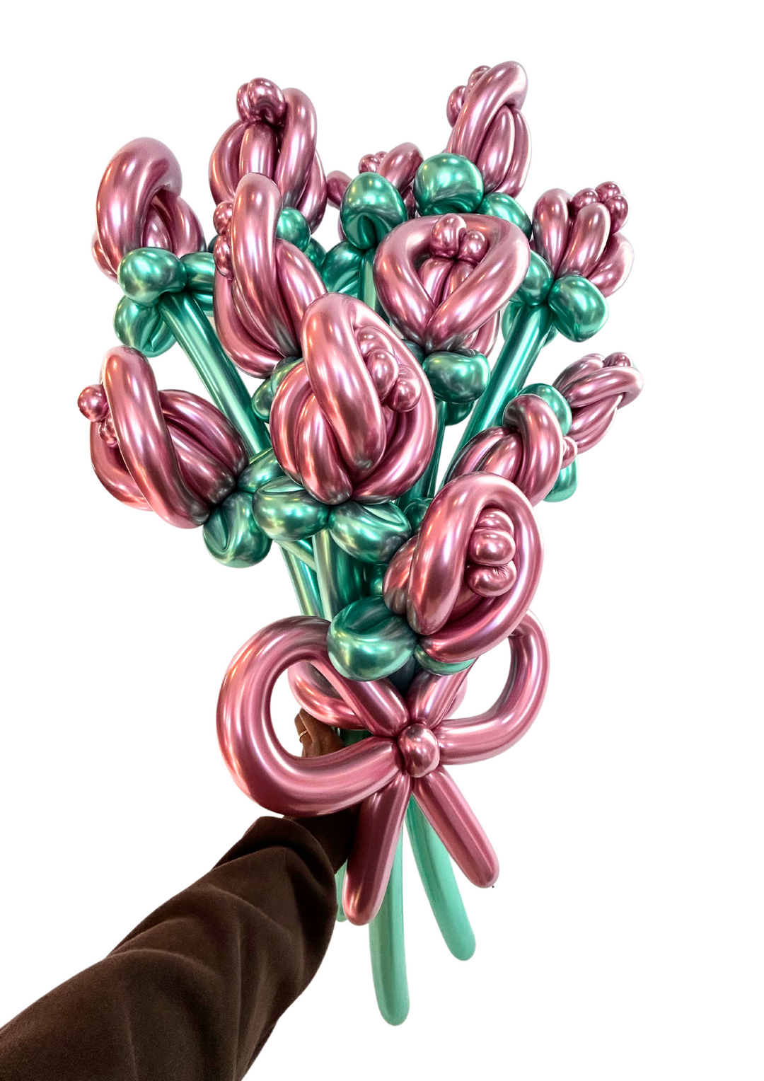 Chrome mauve balloon roses