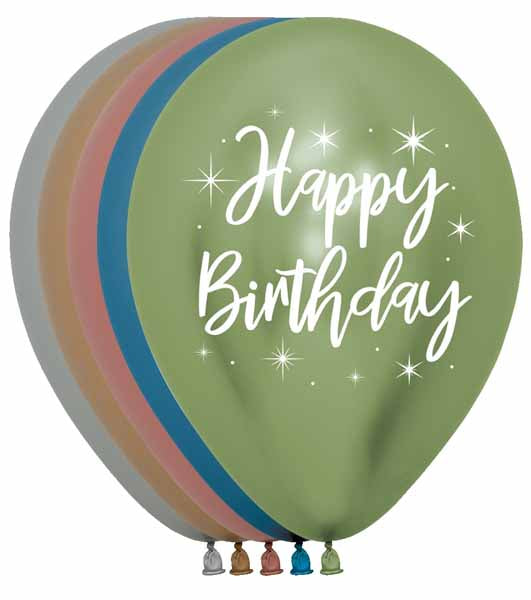 Printed Happy Birthday Balloon (Chrome colour only)
