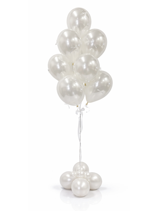 Bunch of pearl-like balloons on a white background