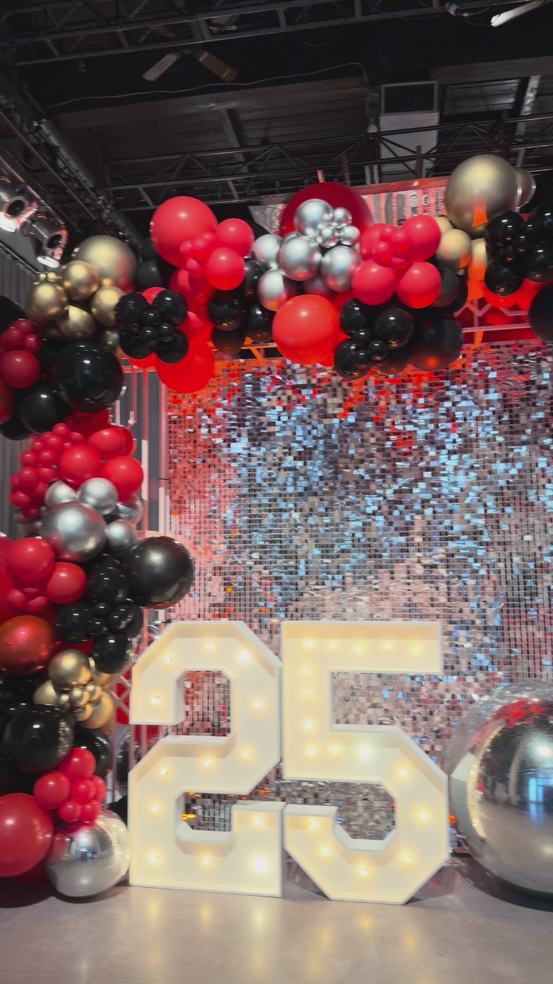 UPS custom balloon install with shimmer wall and welcome desk reception and Marquees