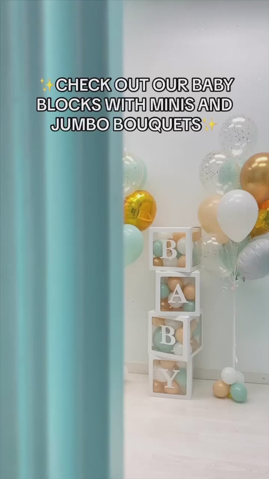 Baby Blocks with Mini Balloons + Mini Bow accents