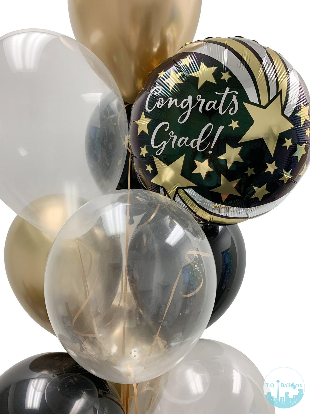 Black and Gold Graduation Bouquet T.O. Balloons 
