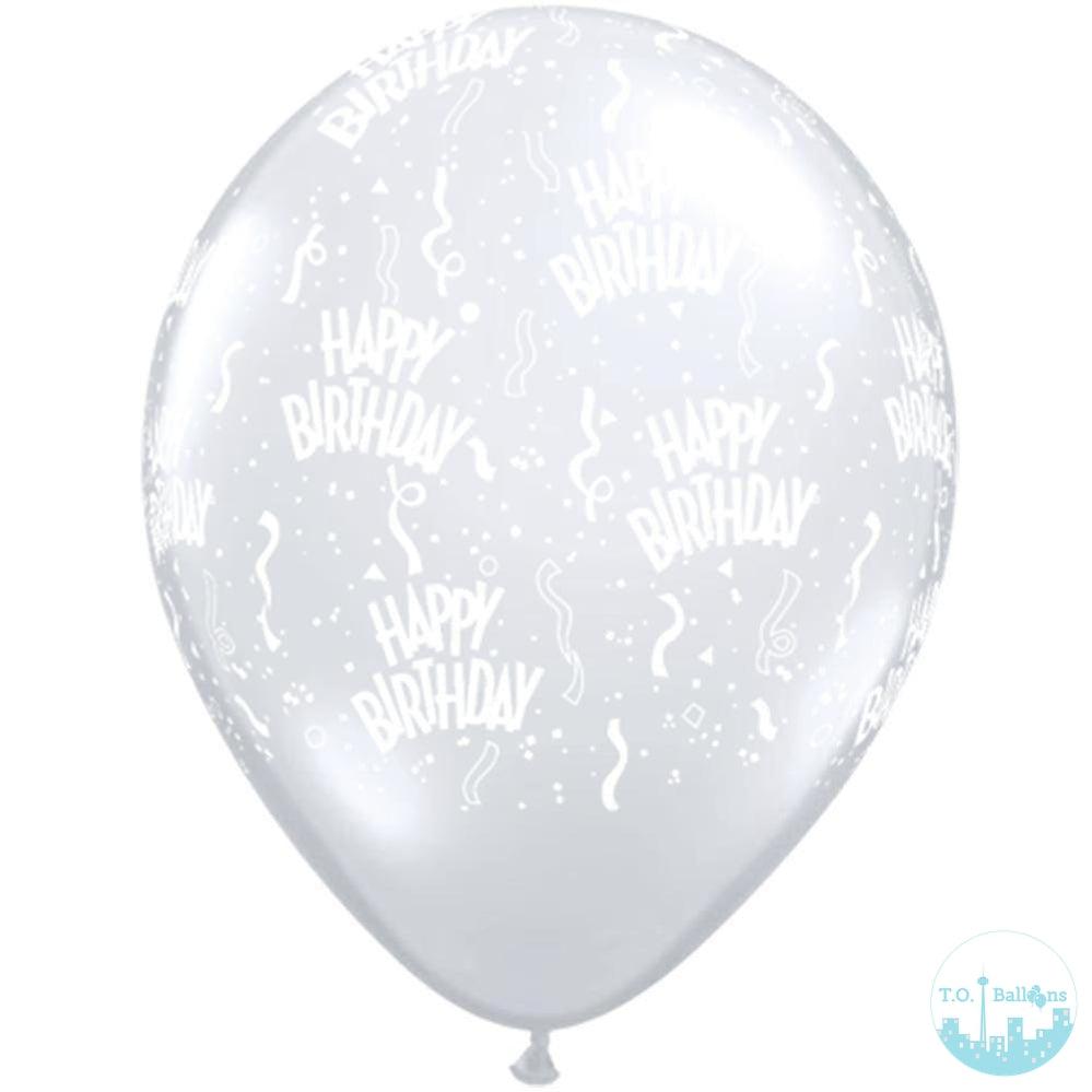 Clear 11' Happy Birthday Balloon Balloons T.O. Balloons 