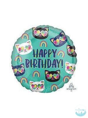 Happy Birthday Foil (NO WEIGHT INCLUDED) T.O. Balloons Cat theme 