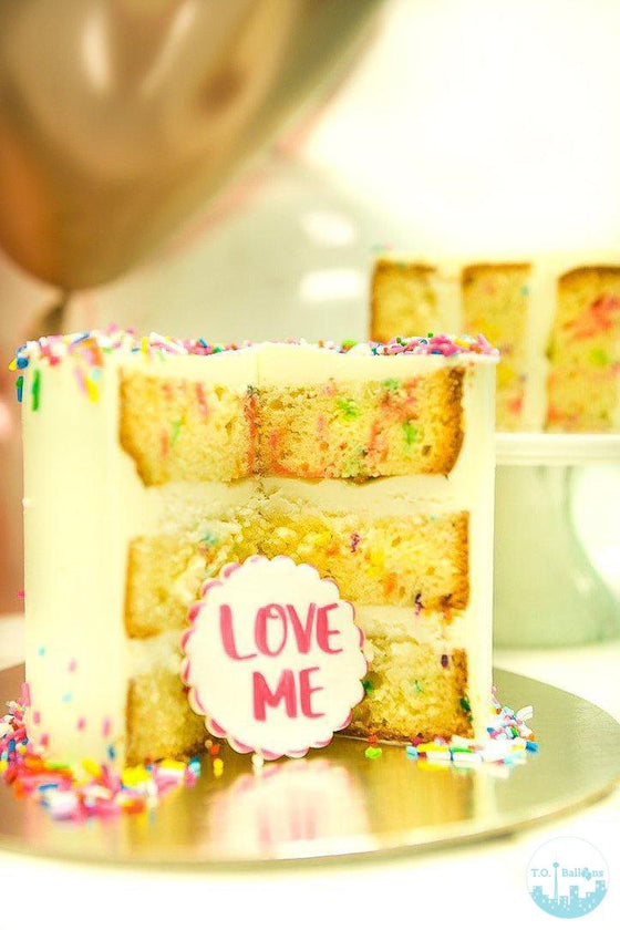 Custom message Vanilla Confetti Cake